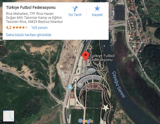 T&uuml;rkiye futbol federasyonu istanbul konum bilgisi